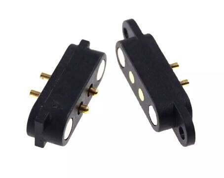4p 자기 POGO 핀 커넥터 2A 피치 2.8mm 플랜지 PCB 용접 패널 마운트